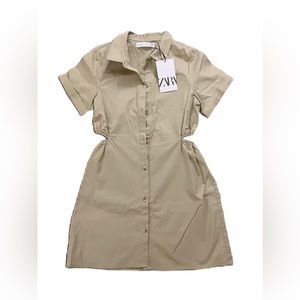 ZARA Casual Light Green Cut Out Sides Girls Dress Size 8-9